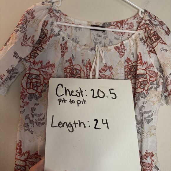 XCVI Tunic Medium Embroidered Tunic Top Boxy Drawstring Cottagecore Boho - Picture 5 of 5